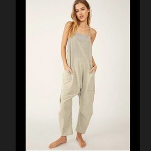 Free People Movement NWT Hot Shot Onesie Racerback in Heather Oatmeal Size L
